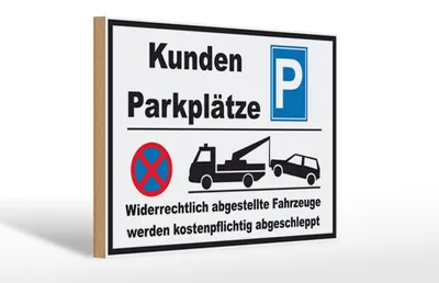 Produktbild von Holzschild  Hinweis Kundenparkplätze, 30 x 20 cm, Holzschilder Achtung Widerrechtlich