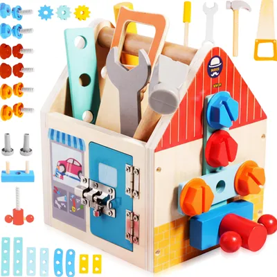 Produktbild von Malplay Holzwerkzeugset Hammerbox Kleine DIY-Werkstatt Geschenk ab 3 Jahren