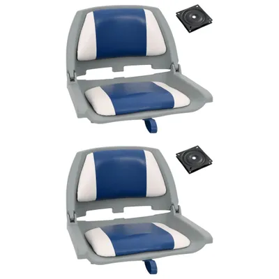 Produktbild von Möbel Glamour 4-tlg. Bootssitz-Set Klappbar mit Polster in Blau-Weiß - Sonstiges Angelzubehör CC5003952