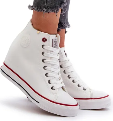 Zdjęcie produktu dla Trampki Damskie Na Koturnie Cross Jeans NN2R4004 Białe 37