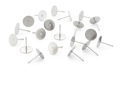 Produktbild von Vintageparts Ohrstecker-Rohlinge 316 Edelstahl 8 mm Klebefläche, 20 Stück