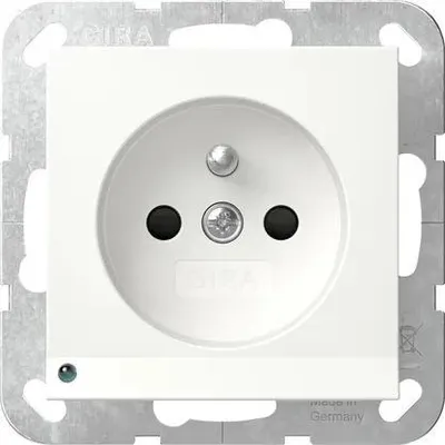 Zdjęcie produktu dla Gira Gniazdo z uziemieniem LED + SP System 55 Czysta biel m 448927