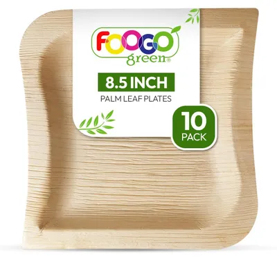 Produktbild von Palmblatt-Teller – Einwegteller – 10 Stück, 21 cm – Elegante, wellenförmige Form – Biologisch abbaubar
