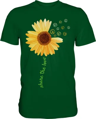 Produktbild von Peace Symbol Sonnenblumen T-Shirt Gärtner Geschenk – Bottle Green / L