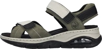 Produktbild von Rieker Damen Sandalen Morelia mit Klettverschluss Keilabsatz Synthetik Olivgrün