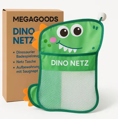 Produktbild von Dinosaurier Badespielzeug Netz Tasche Aufbewahrung Saugnapf DE.