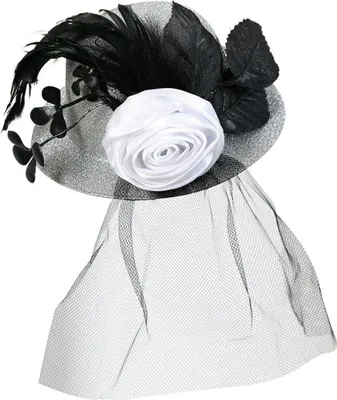 Produktbild von Minihut Hut Louise Silber mit 2 Haarclips Federn Rose Karneval Fasching Party Sylvester