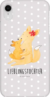 Produktbild von Mr. & Mrs. Panda Iphone XR Handyhülle Fuchs Mama - Grau Pastell - Geschenk, Muttertag, Mutter, Premium Kunststoff, Handy Case, Schoß, Tochter