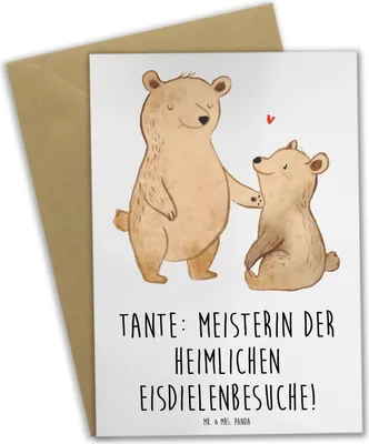 Produktbild von Mr. & Mrs. Panda Glückwunschkarte Tante Eisdielenmeisterin - Weiß - Geschenk, hochzeitskarten, Humor, Grußkarte, einladungskarten, dankeskarten, weihnachtskarten, Familie