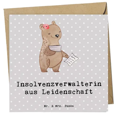 Produktbild von Mr. & Mrs. Panda Grußkarte Insolvenzverwalterin Leidenschaft - Grau Pastell - Geschenk, Glückwunschkarte, anlasskarte, Klappkarte, doppelkarte, faltkarte