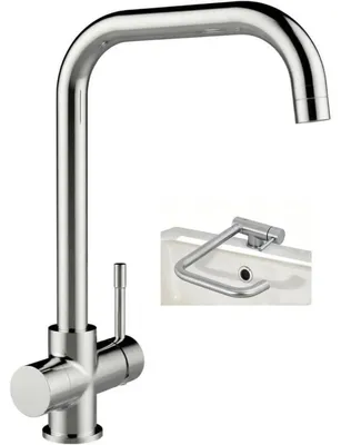 Productafbeelding van Uittrekbare keukenkraan - Waterkraan voor spoelbak - 180° uittrekbaar - Geschikt voor hoge druk - 2 straalstanden - Geborsteld roestvrij staal - Éénhendelmengkraan - Zilver