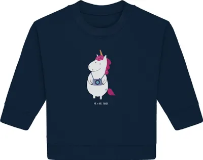 Produktbild von Mr. & Mrs. Panda Organic Baby Pullover Einhorn Fotograf 24. - 36. Monat - French Navy - Geschenk, Bullover, Urlaub, Einhörner, Städtereise, Kamera, Unicorn