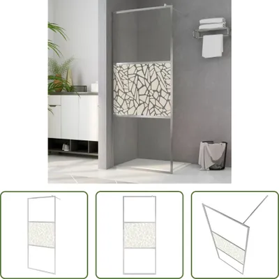 Produktbild von The Living Store Duschwand für Begehbare Dusche ESG-Glas Steindesign 115x195 cm