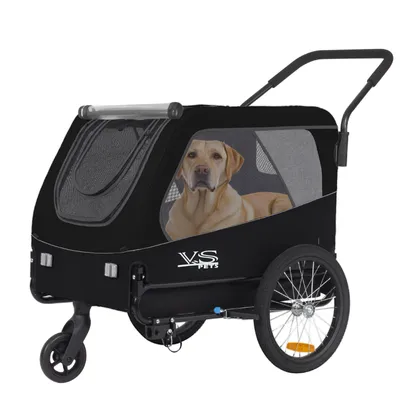 Produktbild von Tiggo VS Pets L Hundeanhänger & Jogger 2-in-1 Hundebuggy, Fahrradanhänger Klappbar,groß ca. 250 Liter Volumen, für Hunde bis 35kg