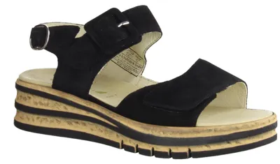 Produktbild von Waldläufer K-Arlene 677001-001 Damen, Keilsandalette, Schwarz Leder,lose Einlage - Damenschuhe Sandale bequem / lose Einlage, Schwarz, leder (order)