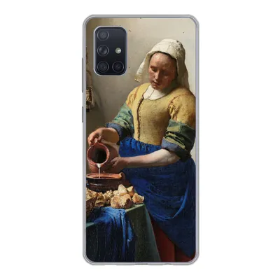 Produktbild von MuchoWow® Handyhülle Schutzhülle Hülle für Samsung Galaxy A71 Das Milchmädchen - Gemälde von Johannes Vermeer Silikon Softcase Handy Hülle - Kartenbesitzer