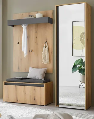 Produktbild von Garderobe Set 4-teilig "Center" in Evoke Eiche und grau Garderobenkombination 170 x 200 cm