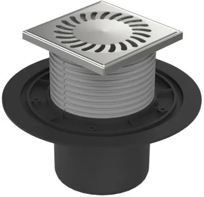 Image de Siphon de sol Chud?j en bas D110, cadre en acier inoxydable, grille SUN 386 N A