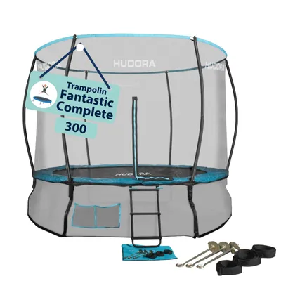 Produktbild von HUDORA Trampolin Fantastic Complete - Gartentrampolin mit Sicherheitsnetz & 300cm Durchmesser - Sporttrampolin mit Rahmennetz - Familien-Trampolin
