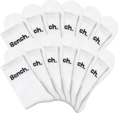 Produktbild von Bench Tennissocken Damen Herren Sportsocken, Laufsocken, Crew Socken 12 -teilig 12x weiß Größe 43/46