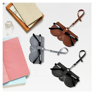 Produktbild von 3 Brillenschutztaschen, tragbares Brillenetui aus weichem Leder, geeignet für Sonnenbrillen, Kurzsichtbrillen und Lesebrillen (Schwarz, Grau, Khaki)