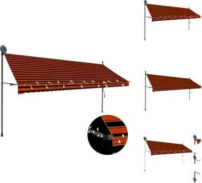 Produktbild von vidaXL Einziehbare Markise Handbetrieben mit LED 400 cm Orange Braun -  Markisen