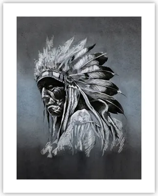 Produktbild von Poster - Poster ohne Rahmen - Inder Feder Mann - 40x50 cm - Wand Bild - Wanddeko - Wandbilder - Kunstposter - Wandposter - Bilder - Kunstdruck - Wanddekoration - Wandbild - P2XPA40x50-4914