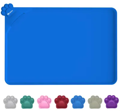Imagen del producto de Alfombrilla de silicona, impermeable, de 55 x 38 cm, con borde elevado, para perros y gatos
