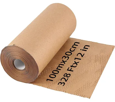 Obrázek produktu pro Elzusha – Obálkový papír, rozměry 11,8 palců x 328 stop – Struktura plástve – Ekologický kraftový papír – Výplňový materiál – Lehký – Recyklovatelný – Obalový materiál