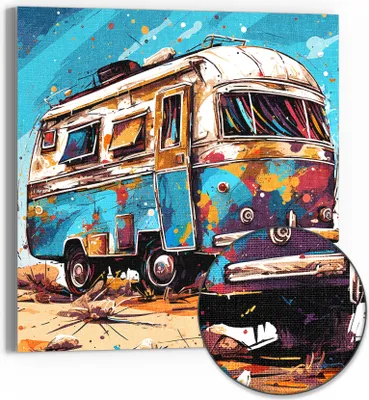 Produktbild von DEQORI Hybrid Leinwand Bild 30x30 cm 'Wüstenroadtrip' Wandbild Glas flach modern