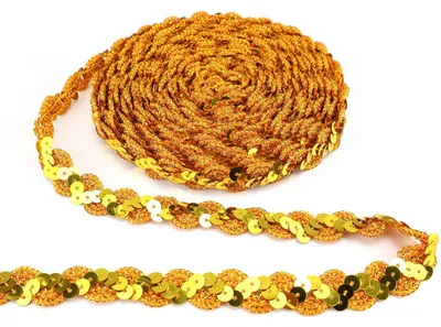 Paillettenband Gold 25 m, 15 mm, S-Wellen, DIY