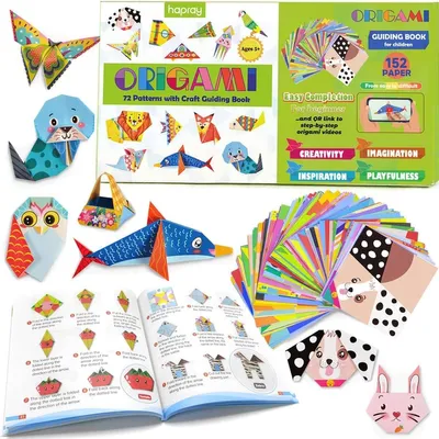 Origami-Kit für Kinder, 152 Blatt, 72 Muster, inkl. Anleitungsbuch
