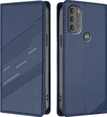 Produktbild von Hülle für Motorola Moto G71 5G, Kunstleder Brieftaschen Handyhülle mit Kartenfach und Standfunktion Blau