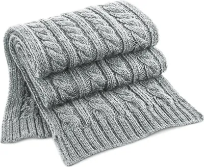 Produktbild von Beechfield B499 | Schals Cable Knit Melange Scarf - Farbe: Light Grey - Größe: 168 x 27 cm