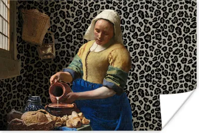Produktbild von MuchoWow® Poster Milchmädchen - Kunst - Pantherdruck - Vermeer - Gemälde - Alte Meister 60x40 cm - Schlafzimmerdekoration