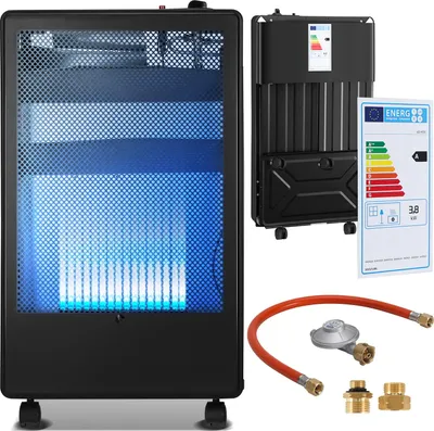 Produktbild von Faziango Infrarot Gasheizung 3800 Watt inkl. Schlauch & Druckminderer, für Butan-/Propangasflaschen bis 15kg, inkl. Euro-Adapter, 42x36x73 cm, für Innenräume