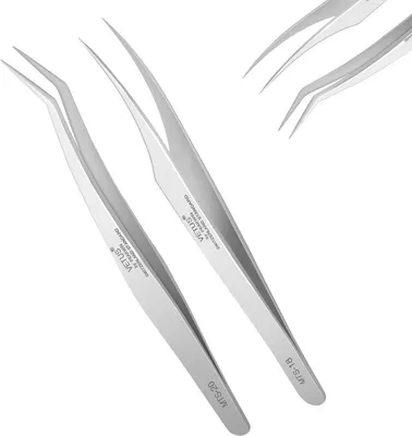 Image de Obeyalash Set 2 Pince à Cils Argent Acier Inoxydable Forme Dauphin Courbé