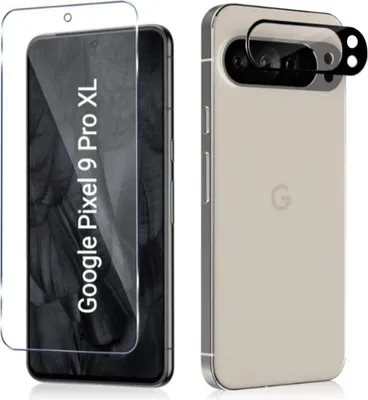 Produktbild von CLM-Tech 2er Set Schutzfolie kompatibel mit Google Pixel 9 Pro XL - 1X Panzerfolie + 1X Kameraschutz Kameraglas Panzerglas Displayschutz 9H Glas Displayfolie Schutzglas - Unterstützt Fingerabdruck-ID - Folie kristallklar