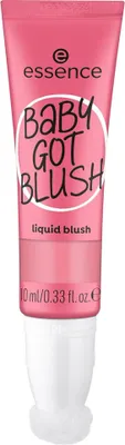 A pink tube of Essence Baby Got Blush liquid blush is shown against a white background.