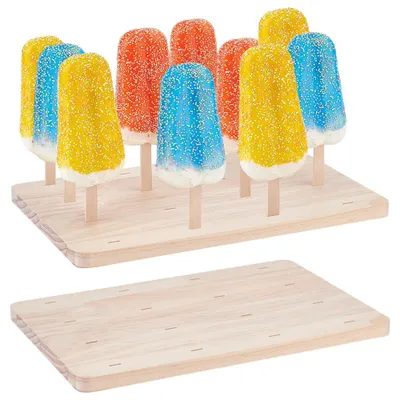 Holz-Cakesicle-Ständer, 2 Stück, 16 Löcher, rechteckig