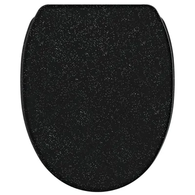 Produktbild von SANILO® WC-Sitz mit Absenkautomatik und Schnellverschluss Glitzer Schwarz, Toilettendeckel direkt vom Hersteller, Klodeckel, Klobrille, WC Deckel