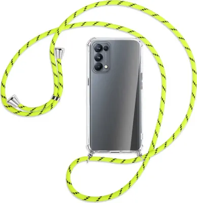 Produktbild von Handykette Backcover-Schutzhülle mit Band (Metall silberfarben) für Oppo Reno5 Pro 5G - neongelb