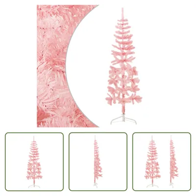 Produktbild von The Living Store Künstlicher Halb-Weihnachtsbaum mit Ständer Schlank Rosa 150 cm