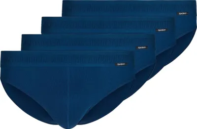 Produktbild von SKINY Herren Brasil-Slip, 4er Pack - Baumwolle Retro, Unterhose, Feinripp, Baumwolle Blau L