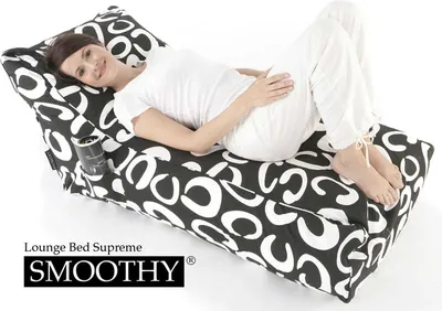 Produktbild von Smoothy Retro Lounge Sitzsack mit Baumwollbezug 128x70x66 cm | Premium Beanbag für Erwachsene & Kinder | Sitzkissen mit Seitentasche waschbar