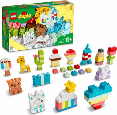 Produktbild von LEGO 10978 DUPLO Kreativer Bauspaß, Steinebox, Lernspielzeug für Kleinkinder ab 1,5 Jahren mit Einhorn, Herz und Giraffe