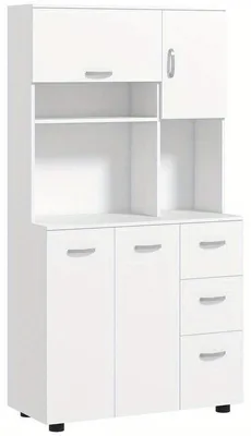 Produktbild von Küchenschrank, Buffet, 3 Schubladen, 3 Einlegeböden, viel Stauraum, 89 x 39,5 x 168 cm, weiß