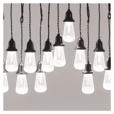 LED světelný řetěz – 16x párty žárovky čiré, 7,6 m, venkovní i vnitřní, teplá bílá