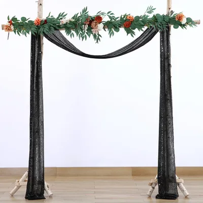 Produktbild von （600×30cm，Schwarz）Hochzeitsbogen-Dekoration Hochzeit Pailletten Vorhang Funkelnd für Hochzeitsfeier Geburtstag Festival Dekoration Outdoor Indoor