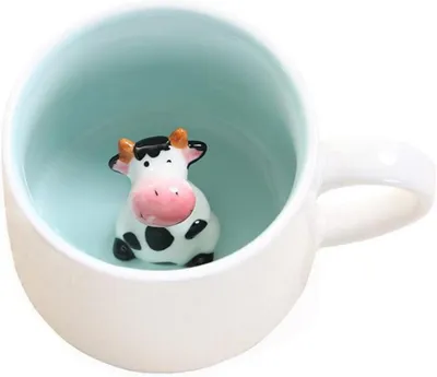 Produktbild von Süße Kuh Kaffeebecher Keramik 3D Tier Tasse 230ml - Geschenk für Geburtstage, Weihnachten